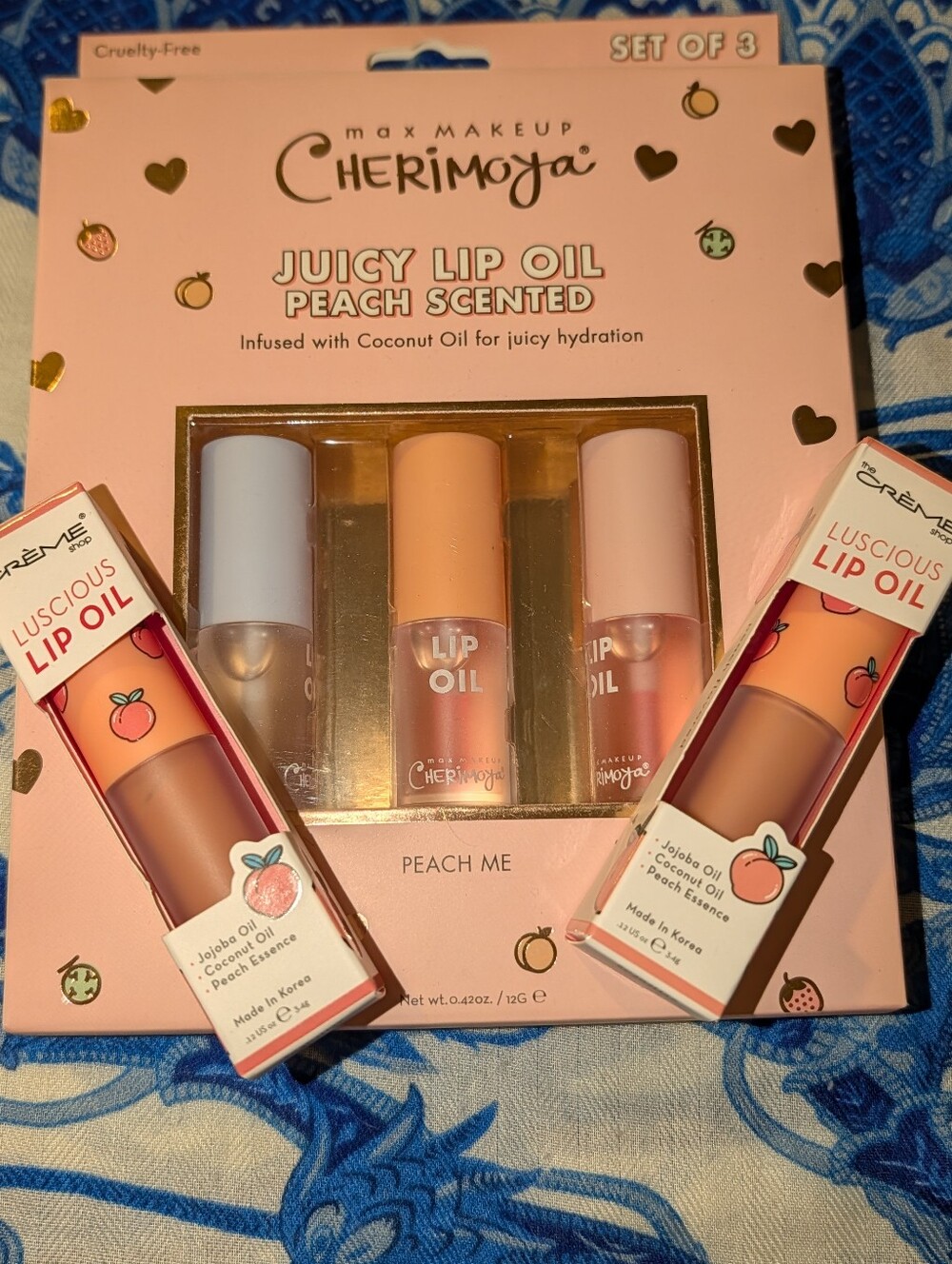 🆕 5 Peach Lip Oils - Juicy Lip Oil Set - Peach + 2 Peach Cobbler